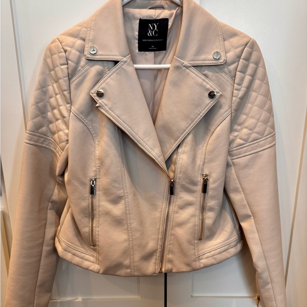 Faux Leather Jacket. Ladies light tan. Size XS